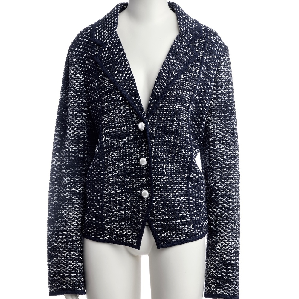 St John Navy and White knit Blazer